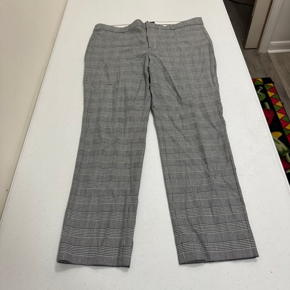 Banana Republic Sloan Black White Glen Plaid Slim Fit Dress Pants Womens 14